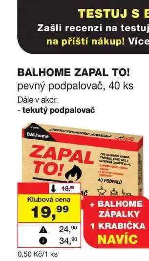 Barvy a laky drogerie BALHOME ZAPAL TO! pevný podpalovač, 40 ks nabídka