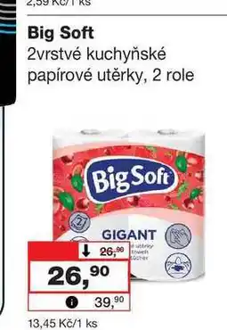 Barvy a laky drogerie Big Soft 2vrstvé kuchyňské papírové utěrky, 2 role nabídka
