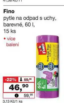 Barvy a laky drogerie Fino pytle na odpad s uchy, barevné, 60 I, 15 ks nabídka