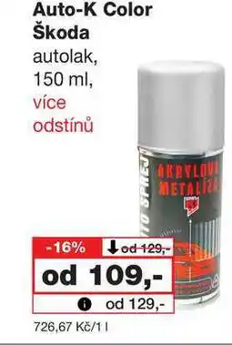 Barvy a laky drogerie Auto-K Color Škoda autolak nabídka