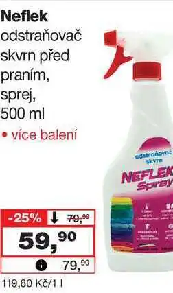 Barvy a laky drogerie Neflek odstraňovač skvrn před praním, sprej nabídka