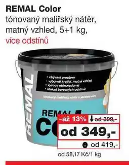 Barvy a laky drogerie REMAL Color tónovaný malířský nátěr, matný vzhled, 5+1 kg nabídka