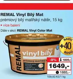 Barvy a laky drogerie REMAL Vinyl Bílý Mat prémiový bílý malířský nátěr nabídka