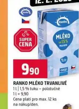 Terno RANKO MLÉKO TRVANLIVÉ polotučné 1l 1,5 % tuku nabídka