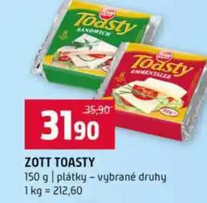 Terno ZOTT TOASTY 150 g plátky vybrané druhy nabídka