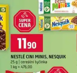 Terno NESTLÉ CINI MINIS, NESQUIK 25 g cereální tyčinka nabídka