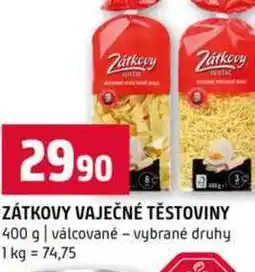 Terno ZÁTKOVY VAJEČNÉ TĚSTOVINY 400 g válcované vybrané druhy nabídka
