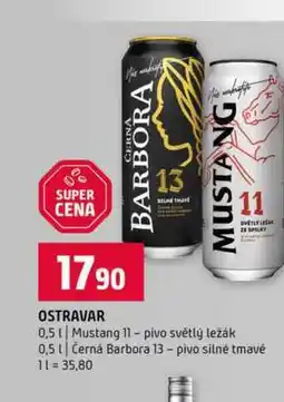 Terno OSTRAVAR 0,5l Mustang pivo světlý ležák 0,5l Černá Barbora 13 pivo silné tmavé nabídka