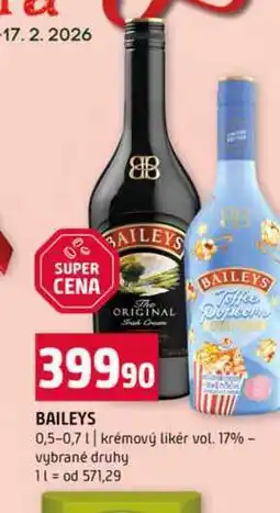 Terno BAILEYS 0,5-0,7l krémový likér vol. 17% vybrané druhy nabídka