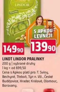 Terno LINDT LINDOR PRALINKY 200 g vybrané druhy nabídka
