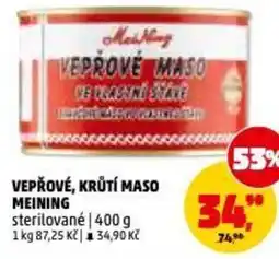 Penny Market Vepřové, krůtí maso meining sterilované nabídka