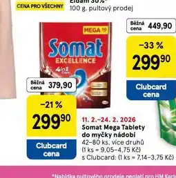 Tesco Somat mega tablety do myčky nabídka