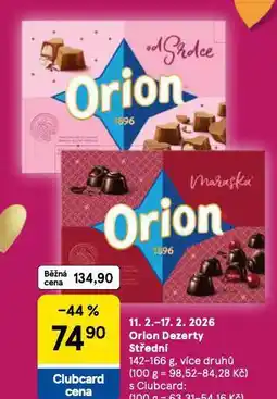 Tesco Orion dezerty střední nabídka