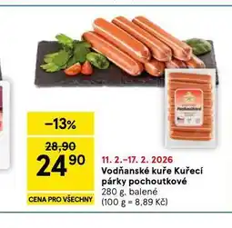 Tesco Kuřecí párky pochoutkové nabídka