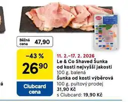 Tesco Le&co shaved šunka dušená v páře nejvyšší jakosti nabídka
