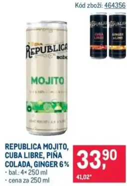 Makro Republica mojito, cuba libre, piña colada, ginger 6% nabídka