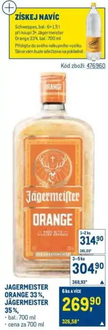 Jagermeister orange 33%, jagermeister 35%