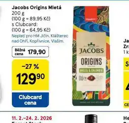 Tesco Jacobs origins mletá káva nabídka