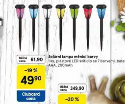 Tesco Solární lampa měnící barvy nabídka