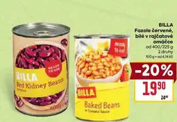 Billa BILLA Fazole červené, bílé v rajčatové omáčce od 400/225 g nabídka