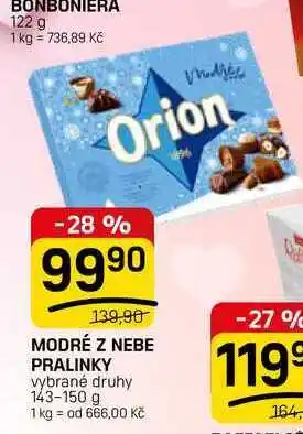 MODRÉ Z NEBE PRALINKY vybrané druhy