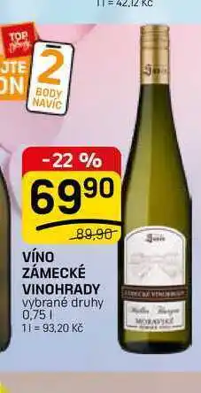 Flop VÍNO ZÁMECKÉ VINOHRADY vybrané druhy nabídka