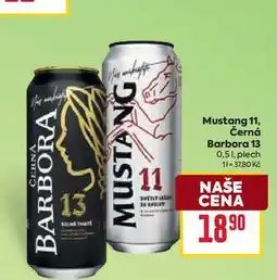 Billa Mustang 11, Černá Barbora 13 0,51, plech nabídka
