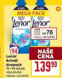 Billa Lenor Aviváž duopack 76-94 dávek nabídka