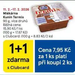 Tesco Mlékárna Kunín Termix, 90 g, více druhů nabídka