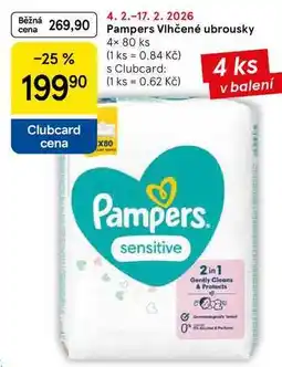 Tesco Pampers Vlhčené ubrousky, 4× 80 ks nabídka