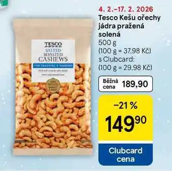 Tesco Tesco Kešu ořechy jádra pražená solená nabídka