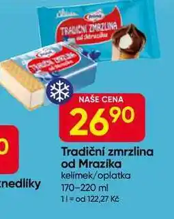 Hruška PRIMA Tradiční zmrzlina od Mrazíka kelímek/oplatka nabídka
