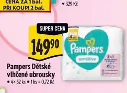 Albert Pampers Dětské vlhčené ubrousky 4x52 ks nabídka
