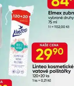 Hruška Linteo kosmetické vatové polštářky 120+20 ks nabídka