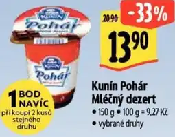 Albert Kunín Pohár Mléčný dezert nabídka