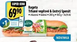 Albert Bageta Trhané vepřové & čestvý špenát nabídka