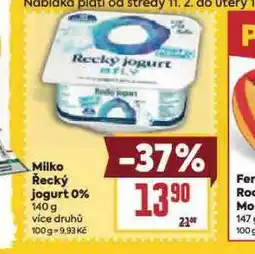 Billa Milko řecký jogurt 0% nabídka