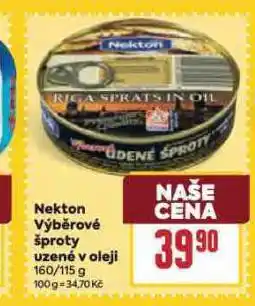 Billa Nekton výběrové šproty uzené v oleji nabídka