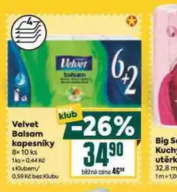 Billa Velvet balsam kapesníky nabídka