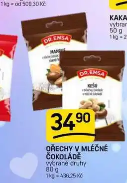 Flop OŘECHY V MLÉČNÉ ČOKOLÁDĚ vybrané druhy nabídka