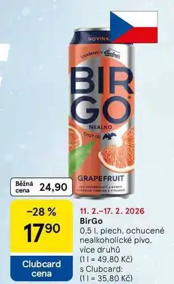 Tesco BirGo, 0.5 l, plech nabídka