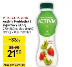 Tesco Activia Probiotický jogurtový nápoj, 270-280 g, více druhů nabídka
