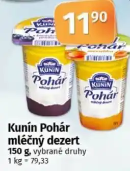 COOP TIP Kunín Pohár mléčný dezert nabídka