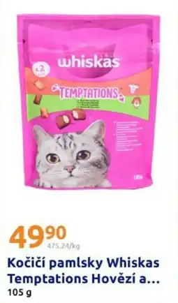 Action WHISKAS Kočičí pamlsky whiskas temptations hovězí a nabídka