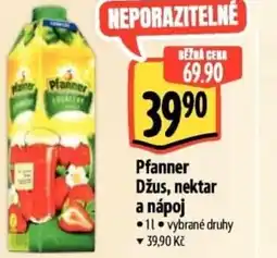 Albert Pfanner Džus, nektar a nápoj nabídka