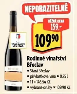 Albert Rodinné vinařství Břeclav nabídka