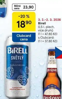 Tesco Birell, 0.5 l, plech. více druhů nabídka