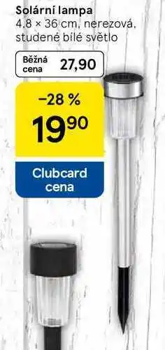 Tesco Solární lampa, 4.8 x 36 cm, nerezová, studené bílé světlo nabídka