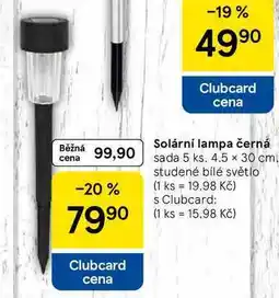 Tesco Solární lampa černá sada, 5 ks. 4,5 x 30 cm. studené bílé světlo nabídka