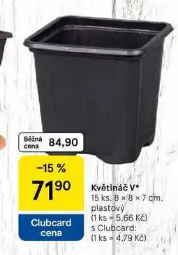 Tesco Květináč V, 15 ks, 8 x 8 x 7 cm. plastový nabídka